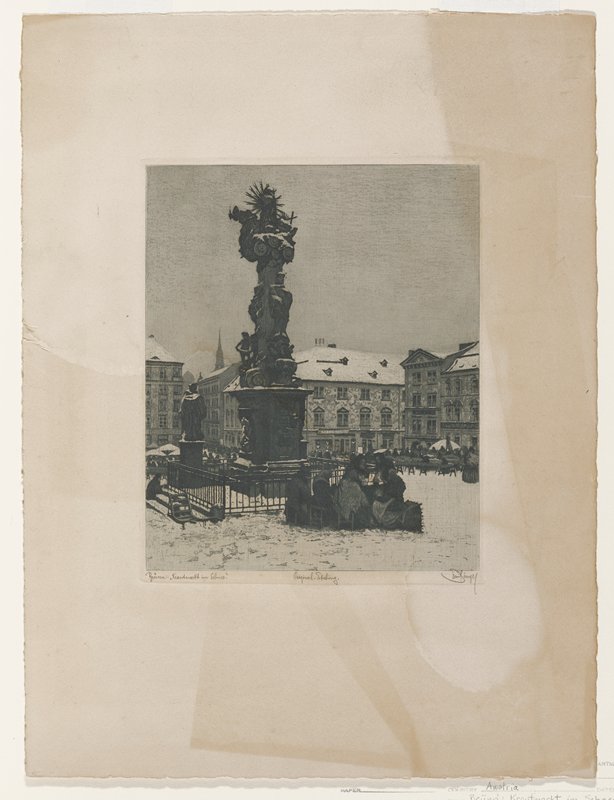 Brünn: Krautmarkt im Schnee, Emil Singer, 1910