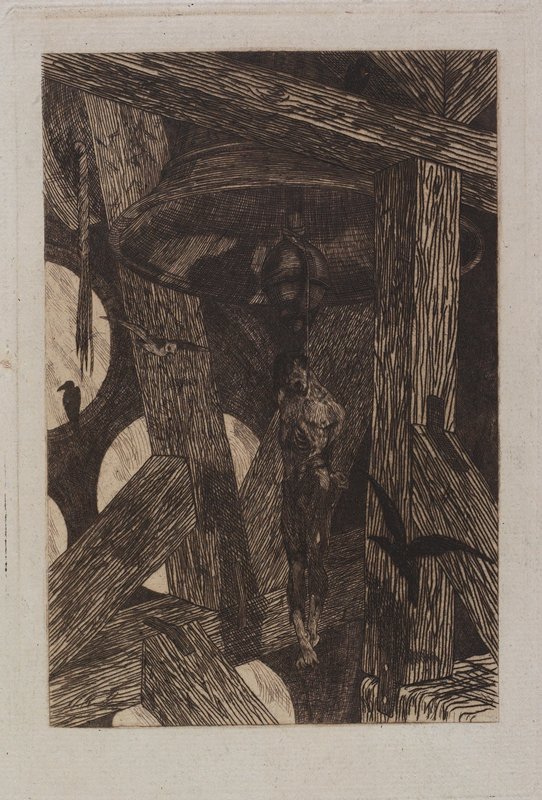 Le pendu, Félicien Rops, 1869