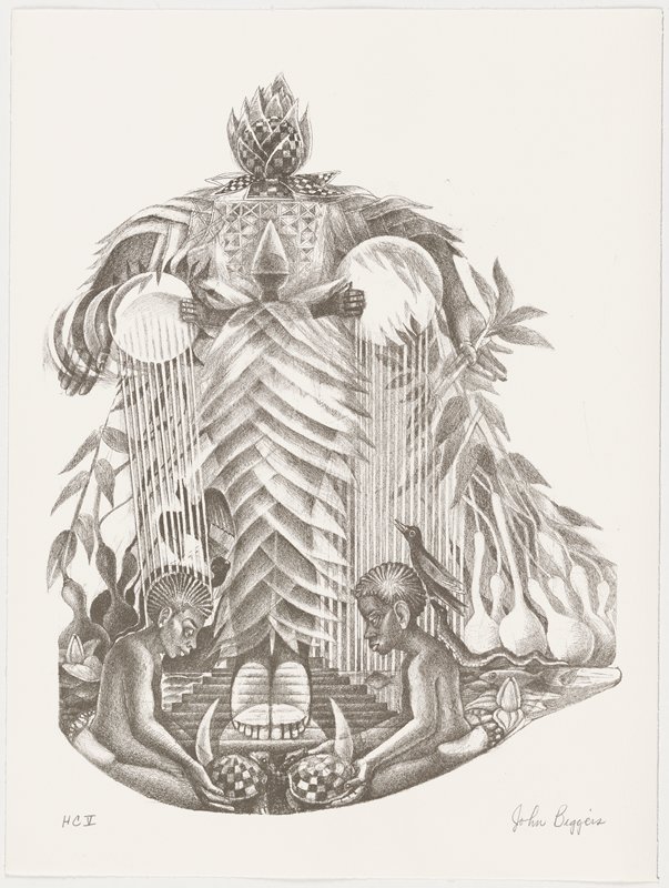 Untitled (Female Figure with Two Youths), John Biggers, 1994