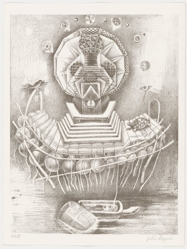 Untitled (Floating Structure with Birds and Turtle), John Biggers, 1994
