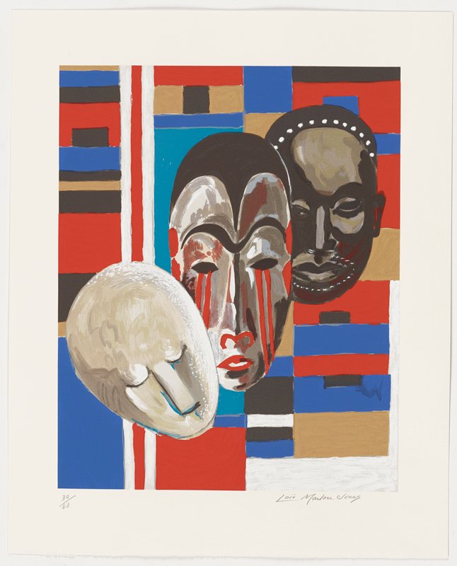 Untitled (Three Masks), Lois Mailou Jones, 1996