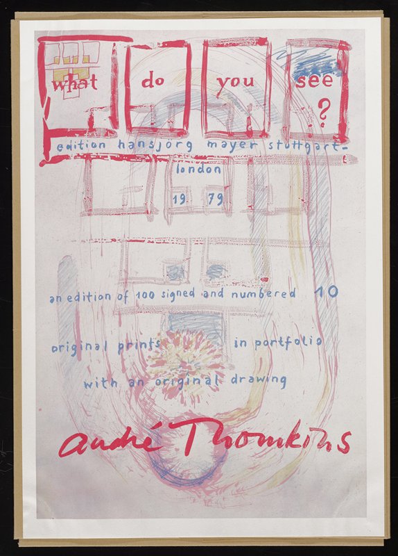 Cover for What Do You See? portfolio, André Thomkins, 1979