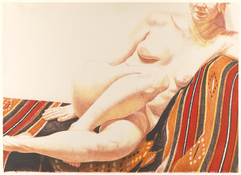 Girl on Orange and Black Mexican Rug, Philip Pearlstein, 1973