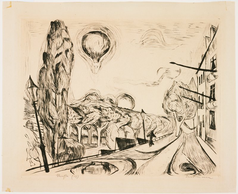 Landschaft mit Ballon (Landscape with Balloon), Макс Бекман, 1918