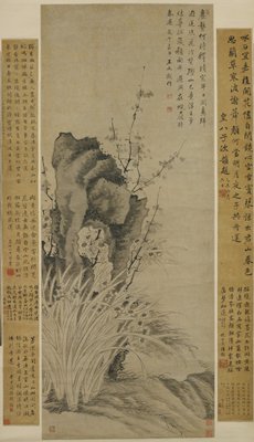 Plum, Narcissus and Rock, Wang Wu, 1679