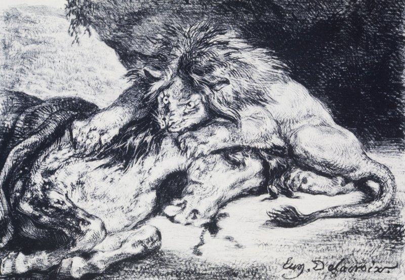 Lion Devouring a Horse, Eugène Delacroix, 1844