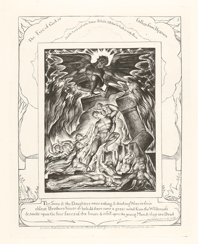 Thy Sons & thy Daughters were eating & drinking Wine…, William Blake, 1825