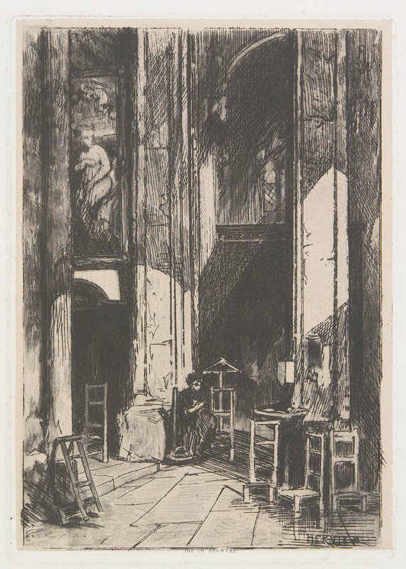 Interior of a Church, Louis Adolphe Hervier, 19th century