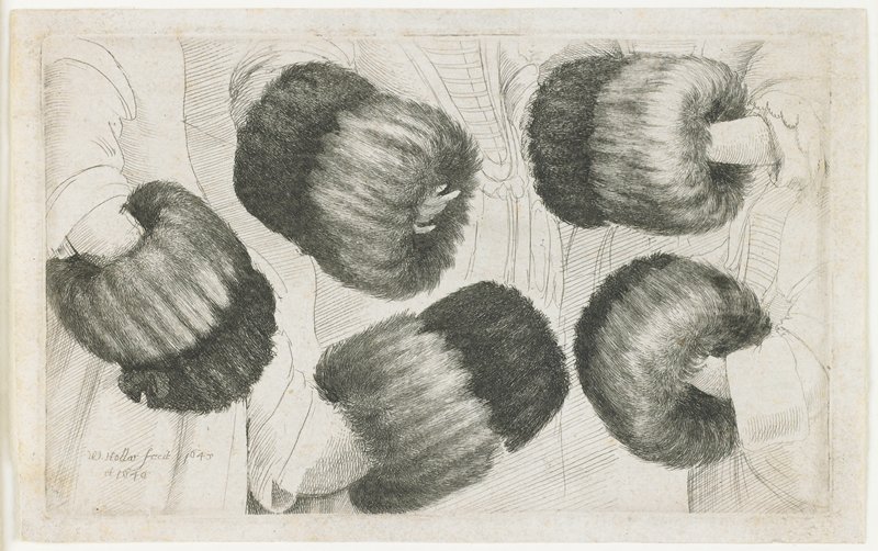 A Muff in Five Views, Wenceslaus Hollar, 1645–46