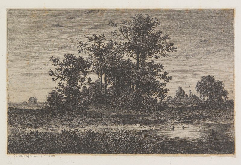 Paysage boisé avec l' étang, Henri Joseph Harpignies, 1850