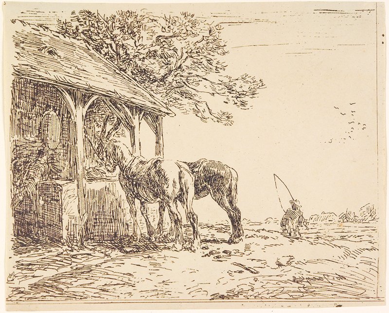 Horses at a Stable, Charles-Émile Jacque, 19th century