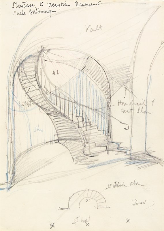 Staircase to Assyrian Basement - Musée Britannique, Cyril E. Power, c. 1927