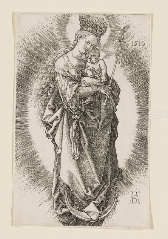 Virgin on the Crescent with Crown of Stars and Scepter, Albrecht Dürer, 1516
