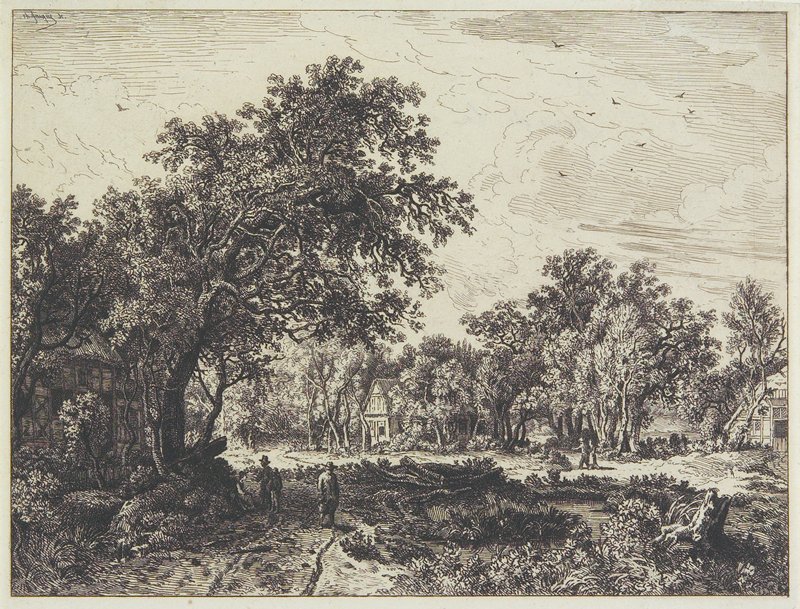 Landscape after Hobbema, Charles-Émile Jacque, 1851