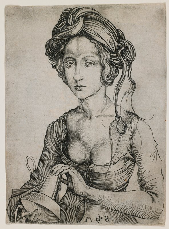 A Foolish Virgin, Martin Schongauer, c. 1475 or 1491