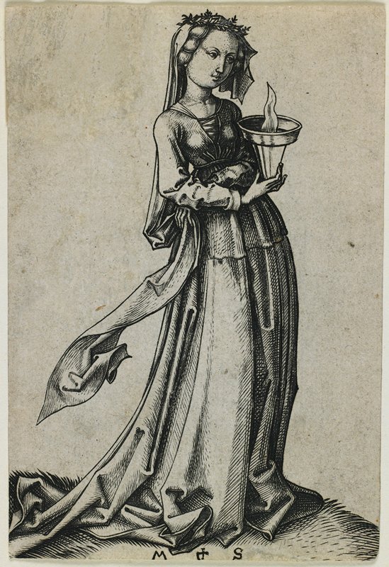 The Fourth Wise Virgin, Martin Schongauer, c. 1480–88