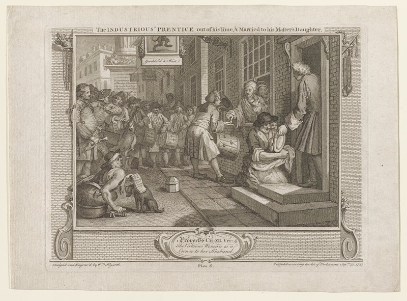 The Industrious Prentice out of his TIme, and Married by his Master's Daughter, Уильям Хогарт, 1747