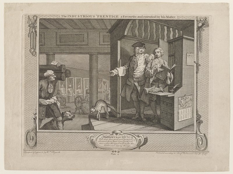 The Industrious Prentice a Favorite and Entrusted by his Master, Уильям Хогарт, 1747