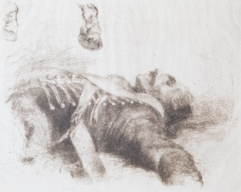 Dead Hussar, Adolph von Menzel, 1844