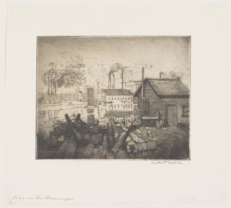 Logs on the Mississippi, Gustav F. Goetsch, early 20th century