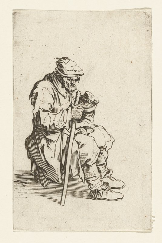 Le Gueux Assis et Mangeant, Jacques Callot, 1622