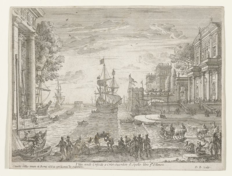 View of a Port with Ulysses, Dominique Barriere, 1664