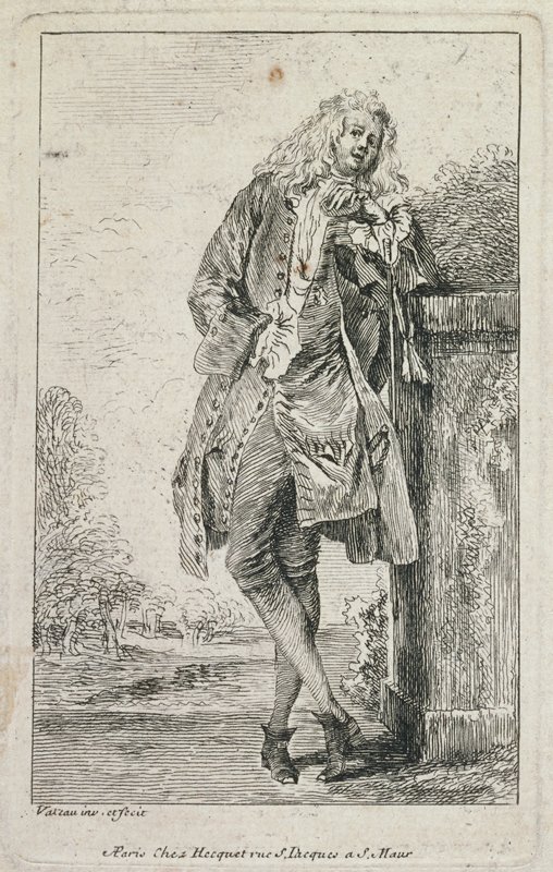 Fashion Figures: Standing Man, Leaning on His Elbow, Antoine Watteau, c. 1710