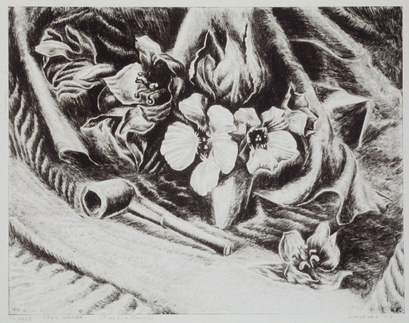 Pipe and Flowers, To Dale from Wanda '26, Wanda Gág, 1926