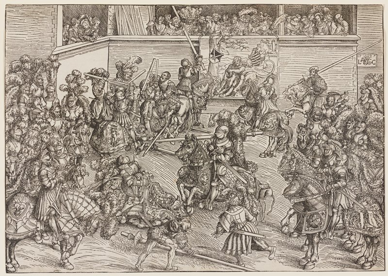 The Second Tournament with Tapestry of Samson and the Lion, Лукас Кранах Старший, 1509