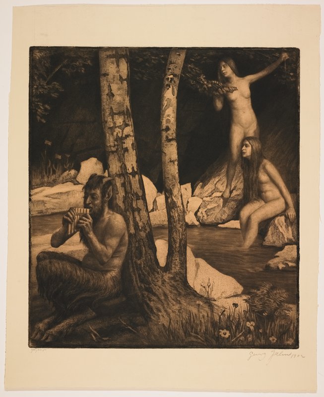Flötender Faun, Georg Jahn, 19th century