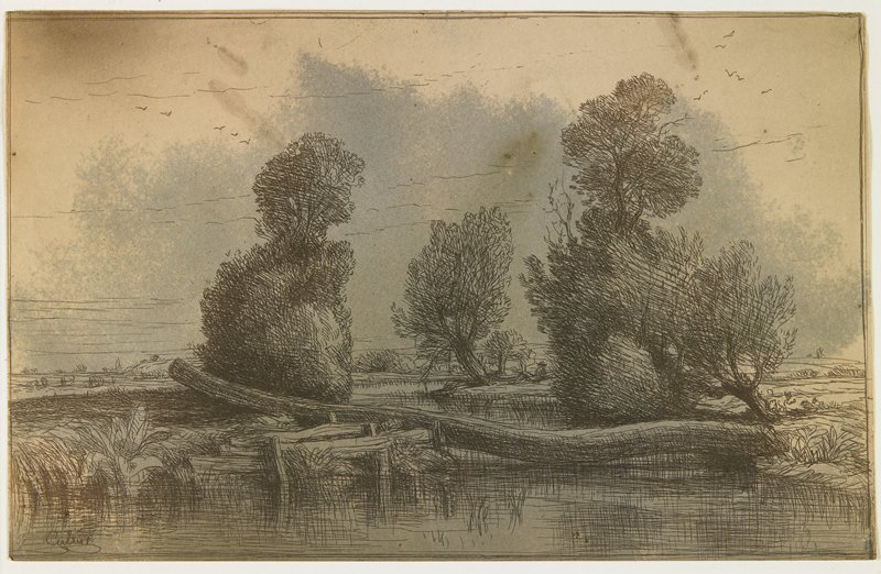 Cliche Verre - Landscape, Louis Cabat, 19th century