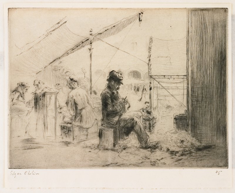 The Artichoke Peeler, Rialto, Venice, Edgar Chahine, 1906
