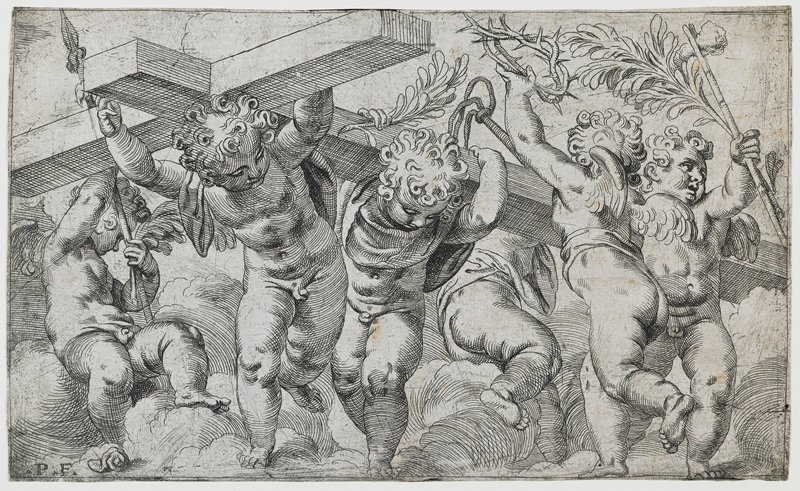 Angels with the Intruments of the Passion, Orazio Farinati, c. 1580