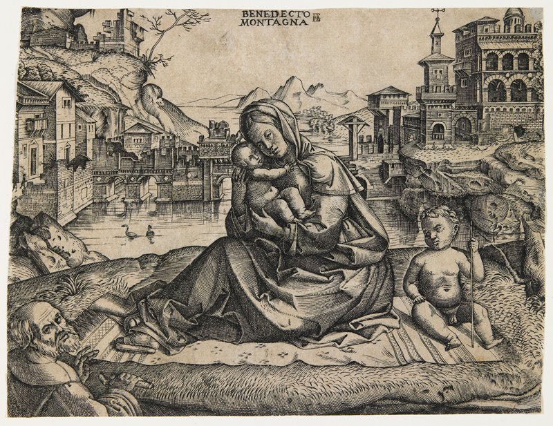 The Holy Family with the Infant Saint John in a Landscape, Benedetto Montagna, c. 1506–12