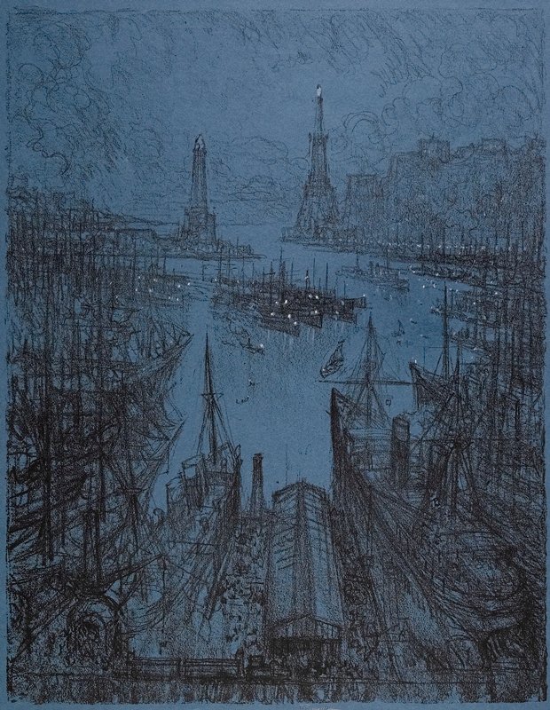 The Harbor, Genoa, Joseph Pennell, 1913