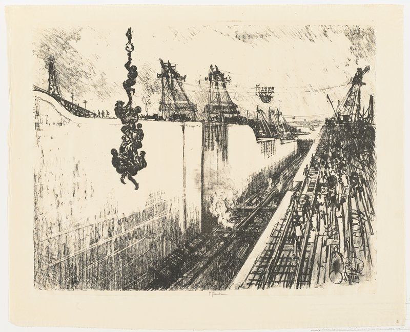 Dinner Time, Gatun Lock, Joseph Pennell, 1913