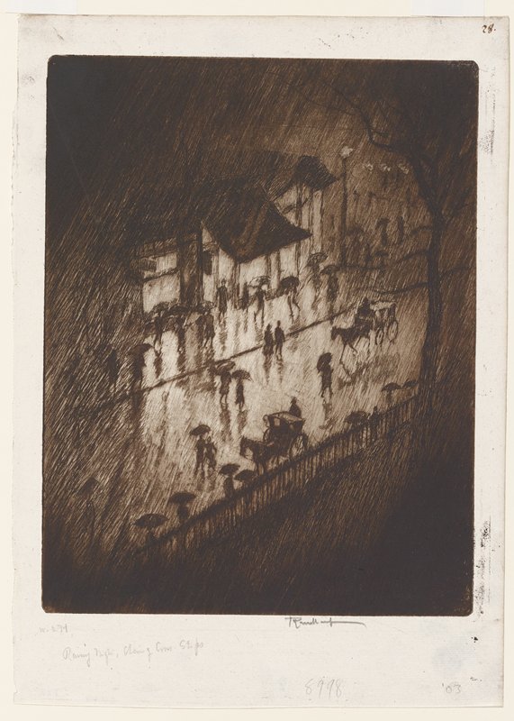 Rainy Night, Charing Cross Shops, Joseph Pennell, 1903