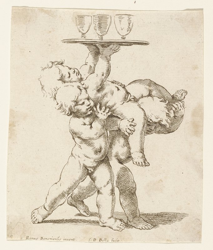 Three Children with a Tray and Three Goblets, Stefano della Bella, 1635–40