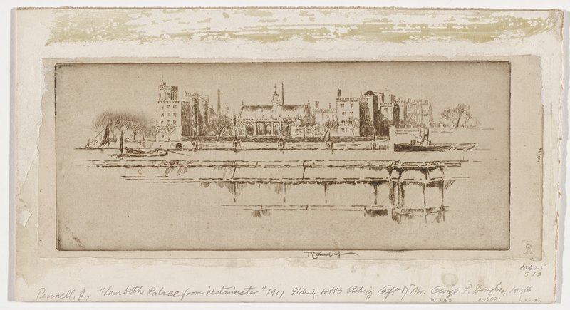Lambeth Palace from Westminster, Joseph Pennell, 1907