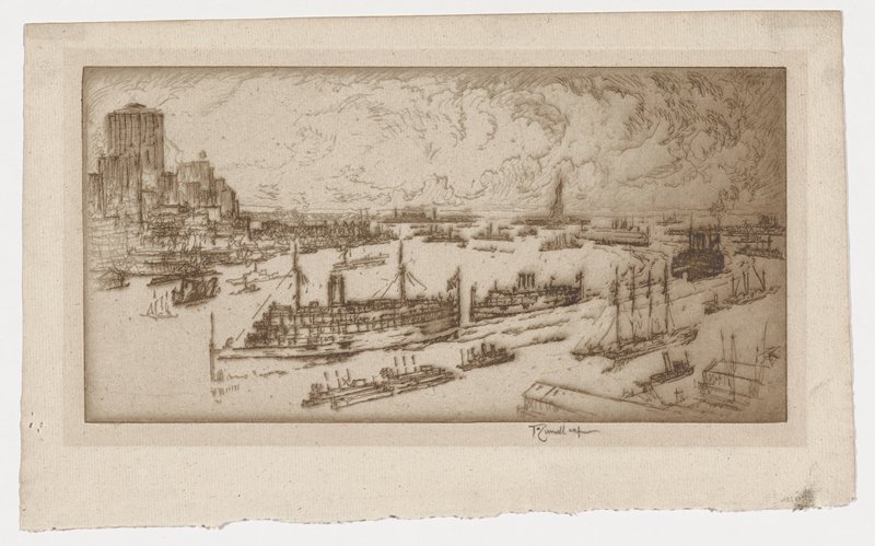 Fall River Boats Going Out, Joseph Pennell, 1924