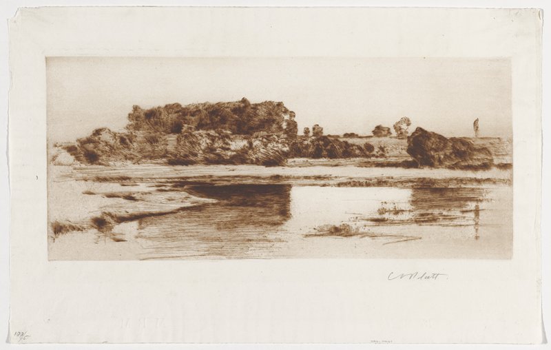 Wooded Hill, Seen Across a River, Charles Adams Platt, 19th century