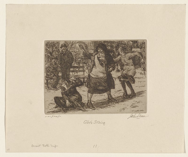 Girls Sliding, John Sloan, 1915