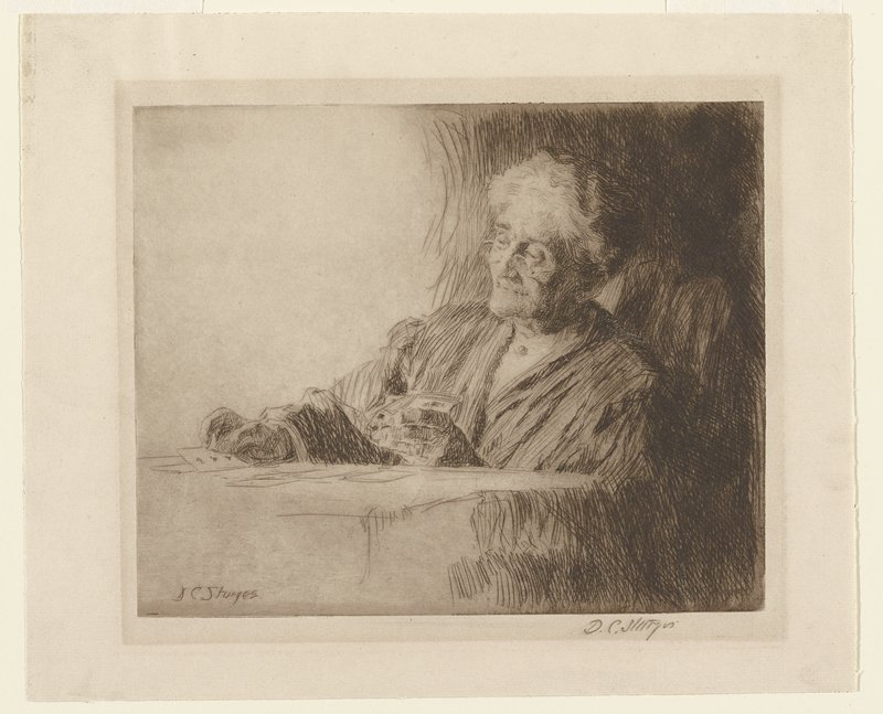 Old Woman Playing Cards, Dwight Case Sturges, 19th-20th century