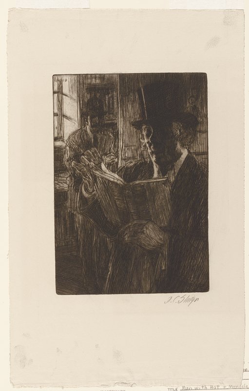 Man with Hat and Monocle Reading, Dwight Case Sturges, 19th-20th century