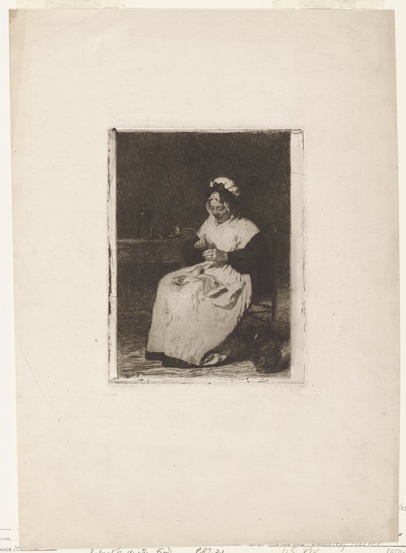 Woman Sewing, Charles Yardley Turner, 19th century