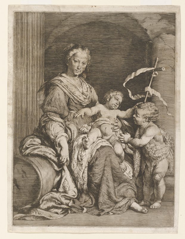 The Virgin and Child with the Infant St. John, attributed to Bernardo Strozzi, 17th century