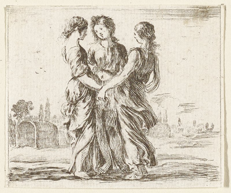 Les Trois Graces, Euphrosyne . . ., Stefano della Bella, 17th century