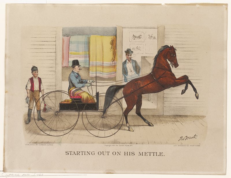 Starting Out on His Mettle, Currier and Ives, 1875