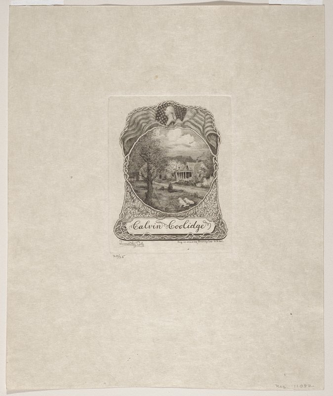 Bookplate: Calvin Coolidge, Timothy Cole, 19th-20th century