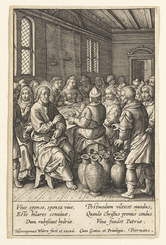 Marriage of Cana, Hieronymous Wierix, 16th century